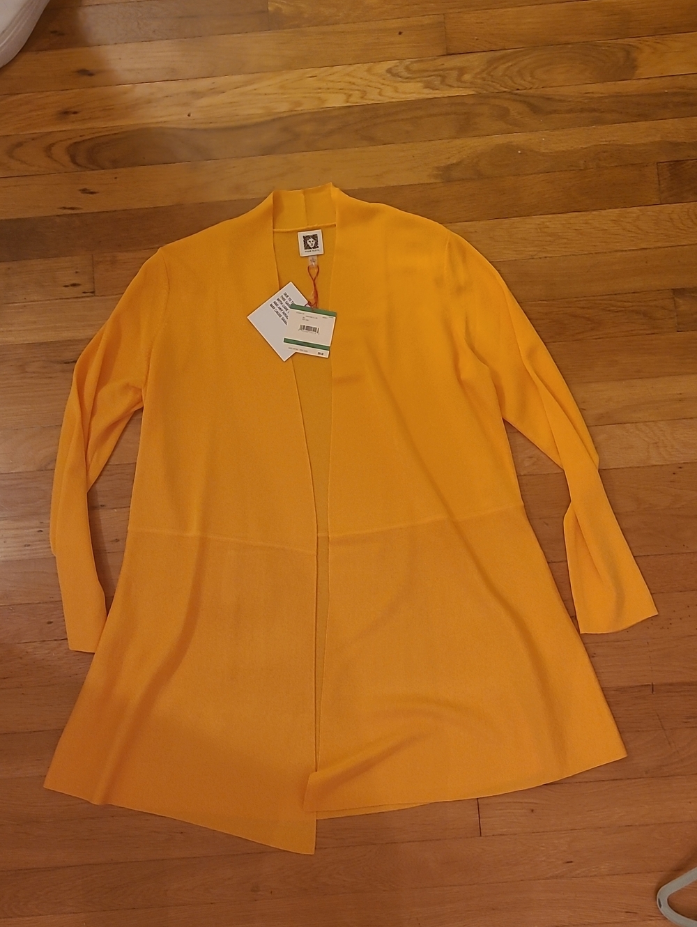 Anne Klein Mustard Yellow Open-Front Longline Cardigan